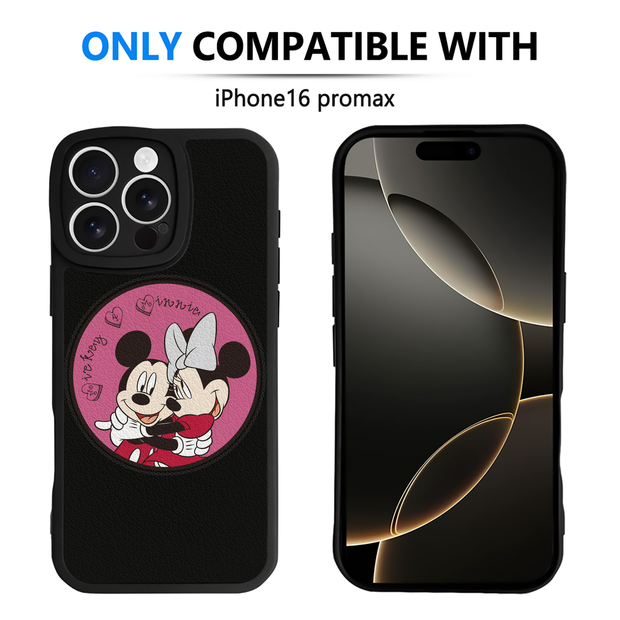（画像用） ミッキーマウス Mickey Mouse 【iPhone 16シリーズ対応】シリコンスマホケース（レザー調） 材質：シリコン
